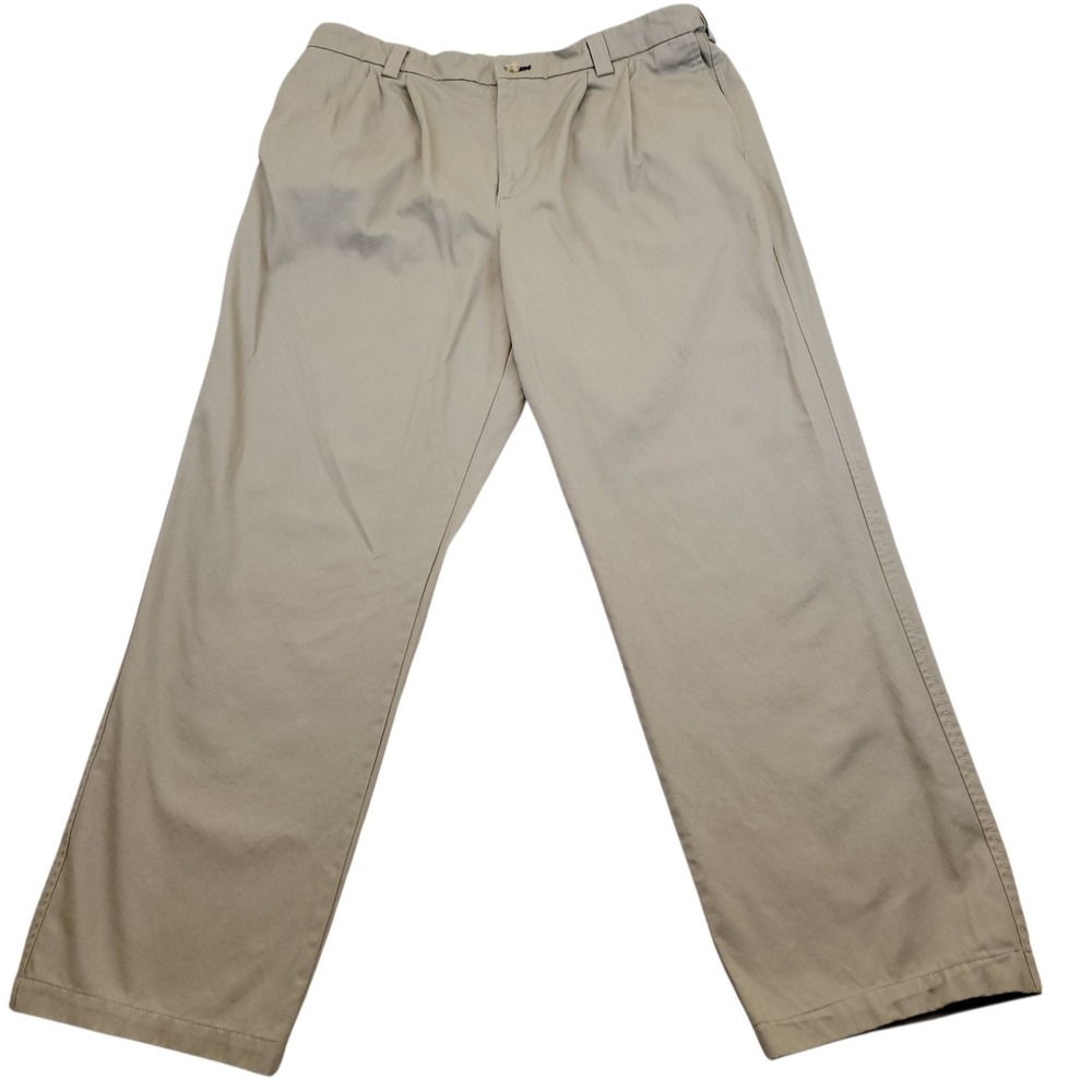 Duluth Trading Mens Middle Management Pleated Chinos Khakis 38x32 Elastic Waist